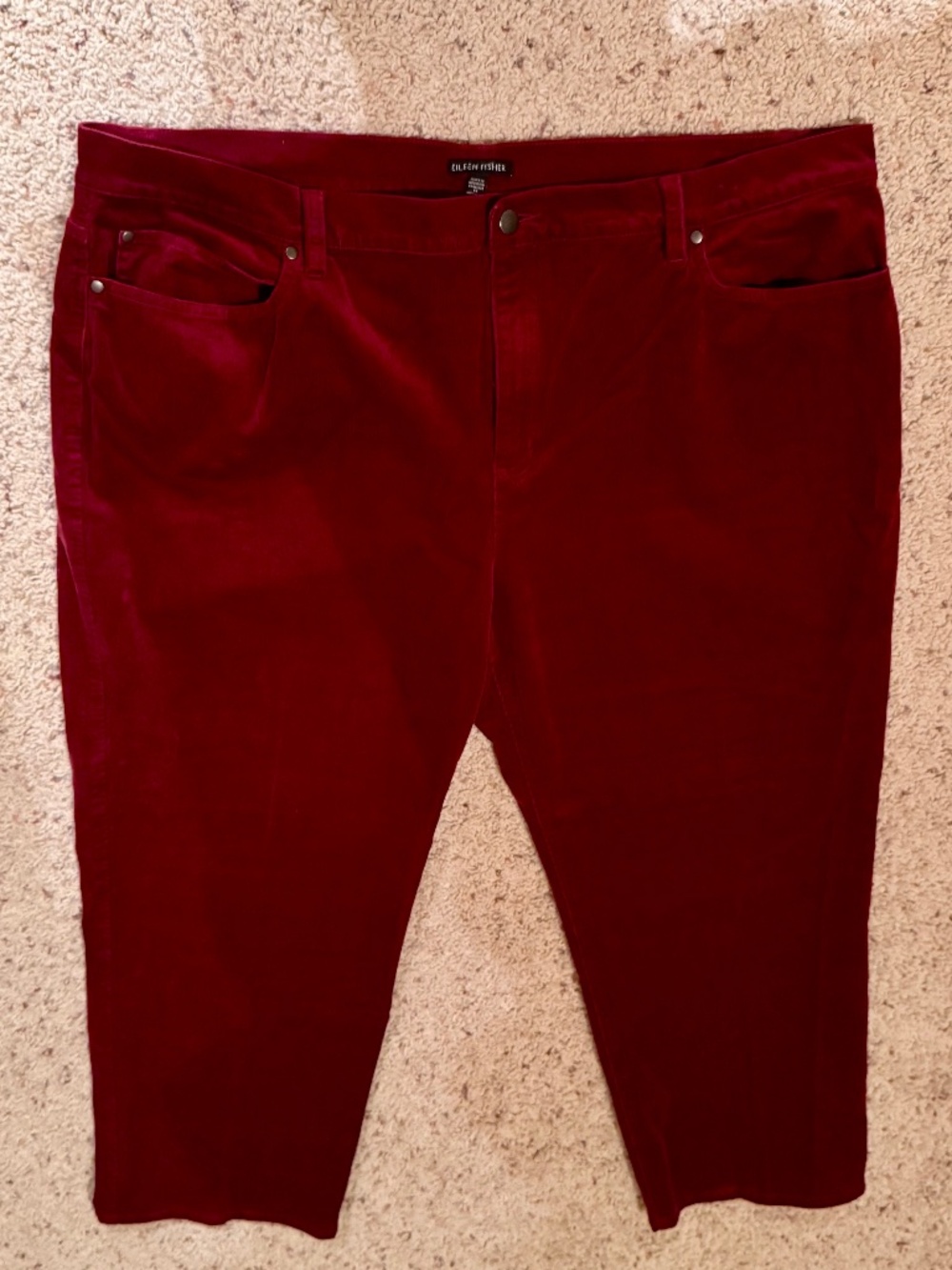 Eileen Fisher -Plus Size 2X -Organic Cotton Stretch Corduroy Straight Pants